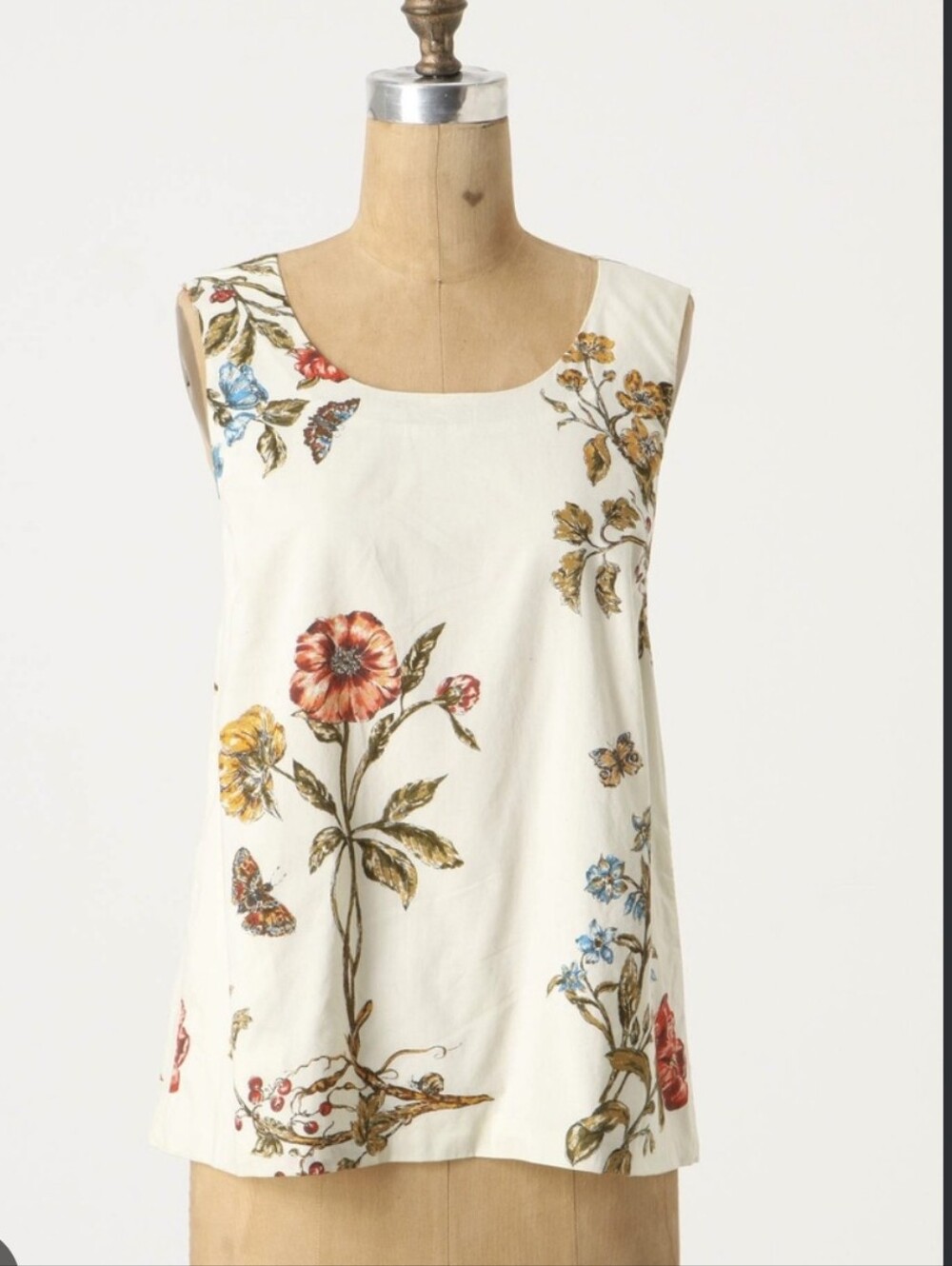 Anthropologie Meadow Rue Botanical Cottagecore Keyhole Tank Top Sz 6, Cotton